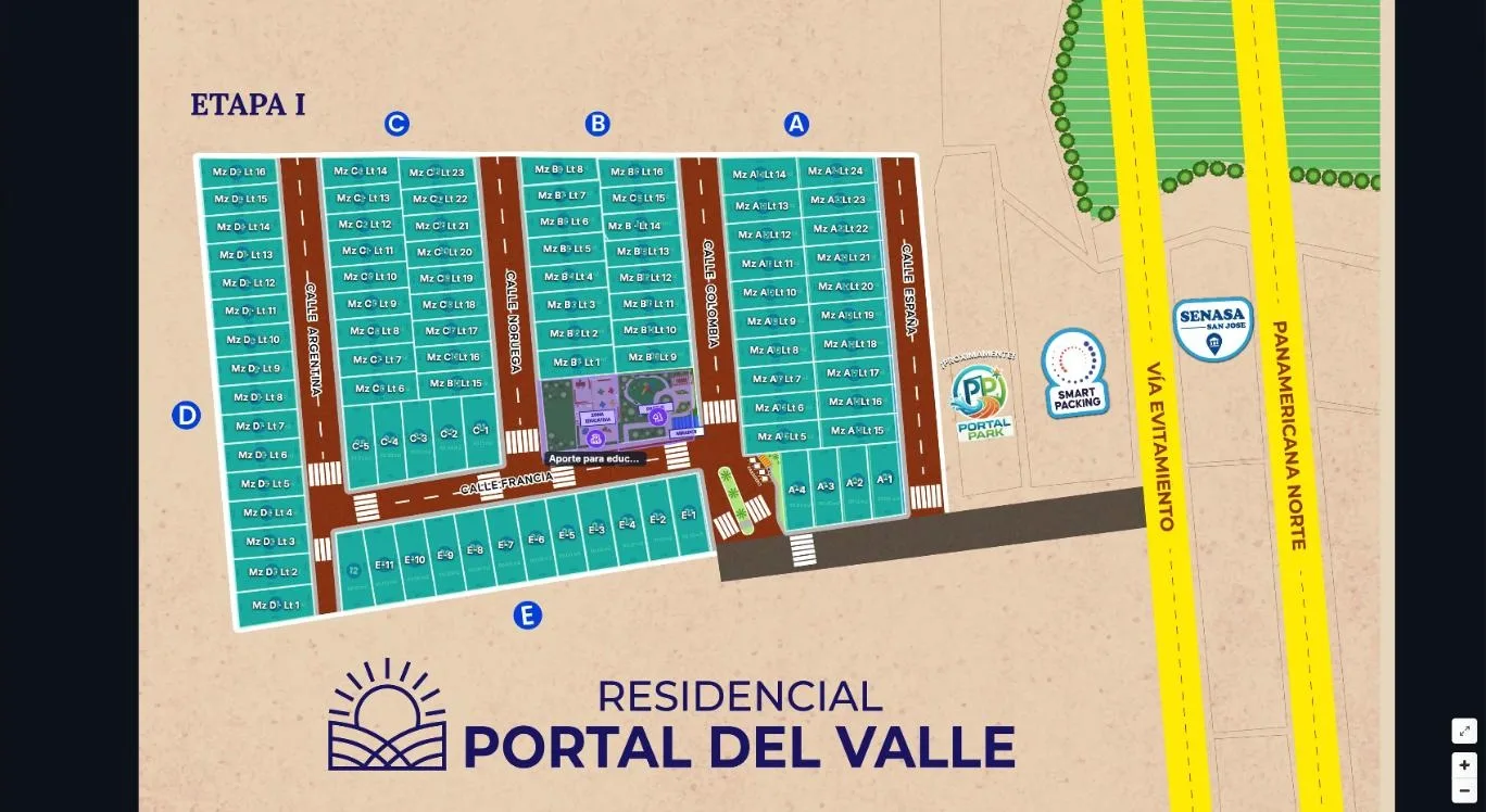 Plano del proyecto con los lotes trazados encima
